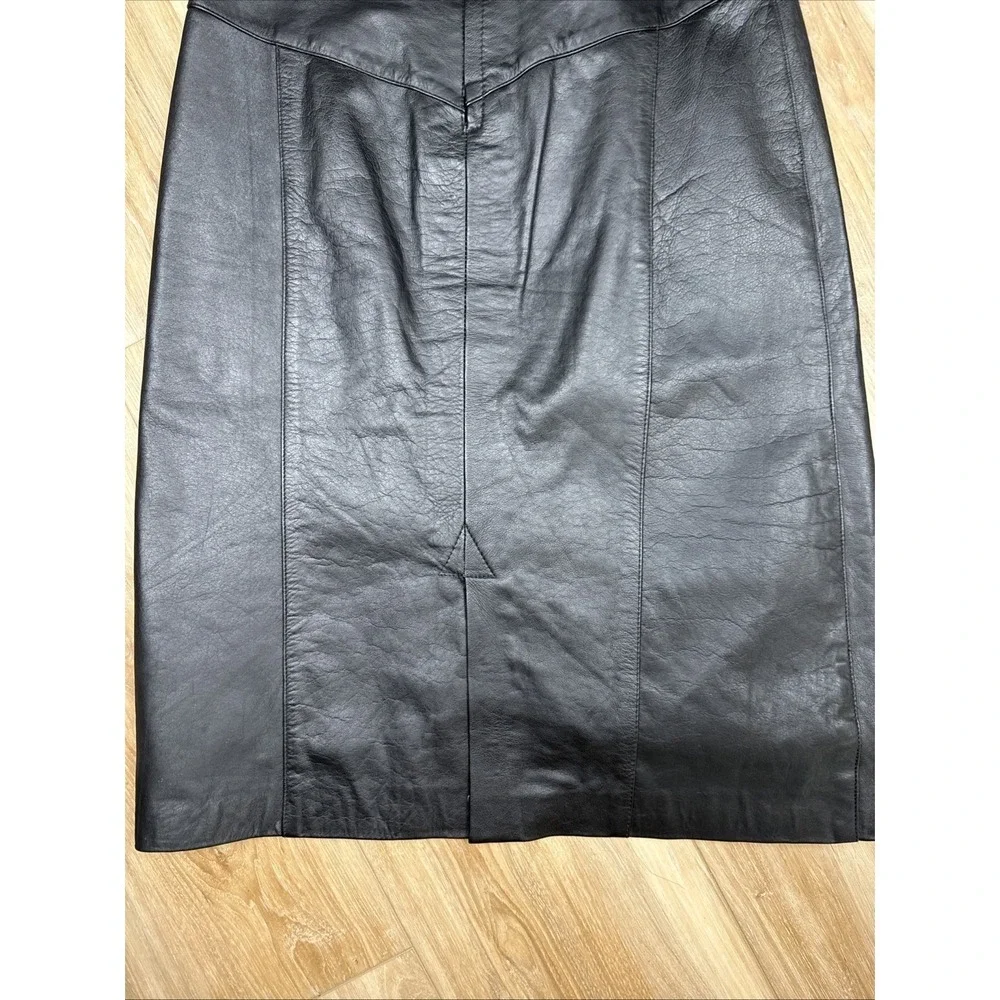 Vintage Women's‎ Black Leather Pencil Skirt - Picture 3 of 5